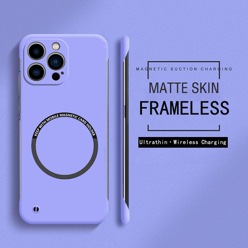 Matte Hard Pc Back Case - حافظة مغناطيسية بدون إطار لهاتف Magsafe