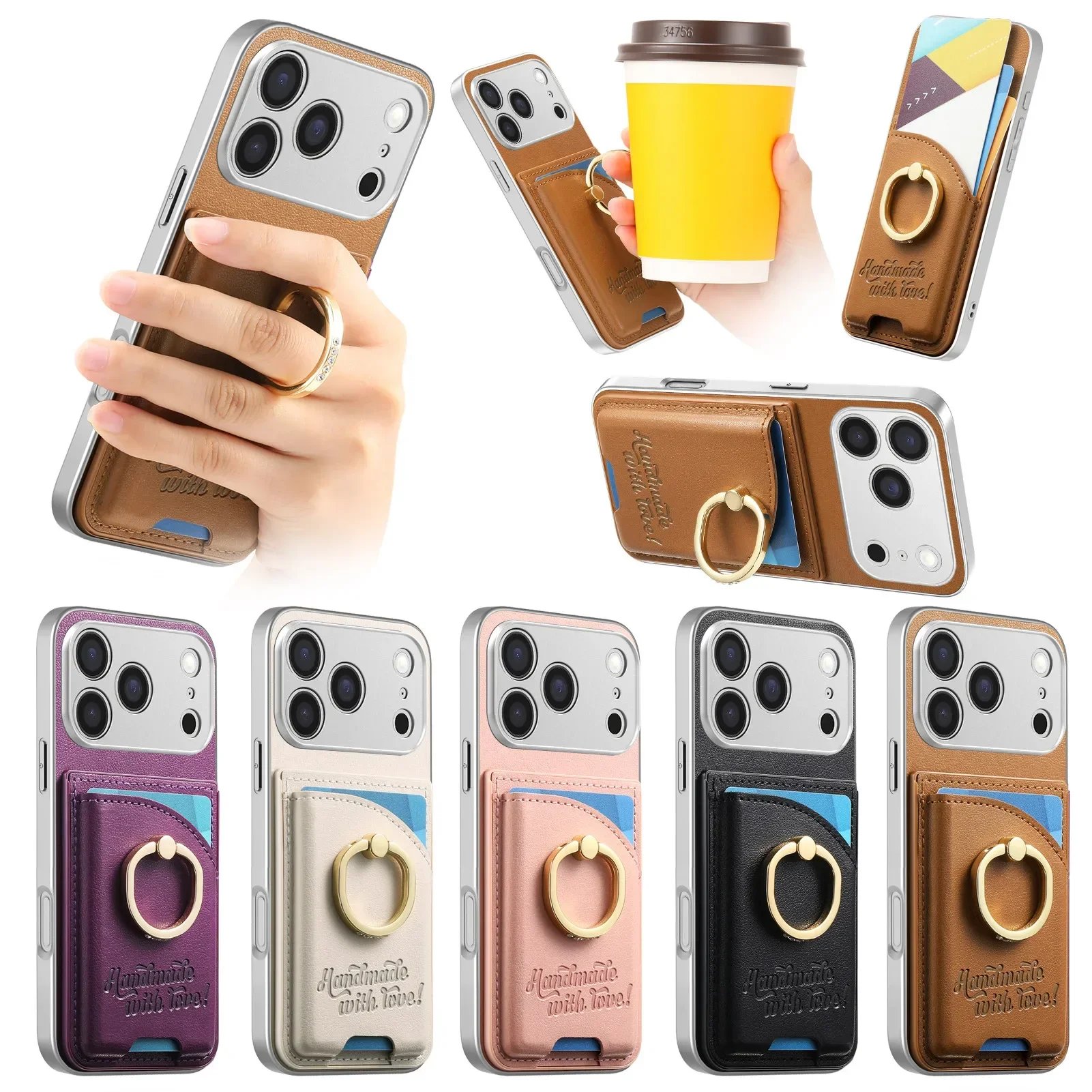Leather Wallet Card Holder Phone Cover - حافظة محفظة لهاتف iPhone 18 Pro