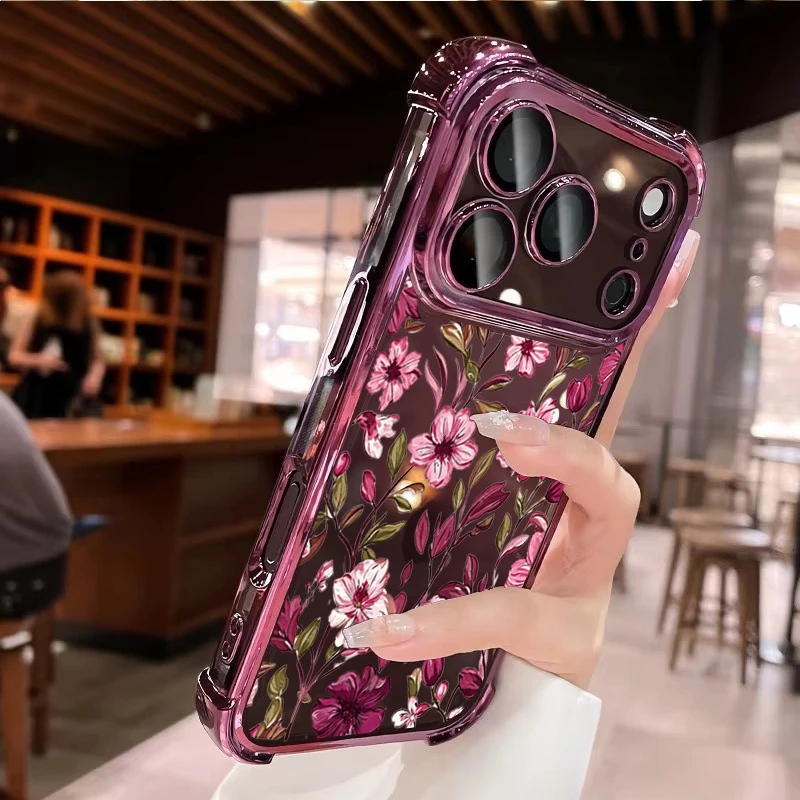 غطاء هاتف بتصميم زهور حمراء كل - مراجعة Vintage Floral Pattern Soft Case وسعره