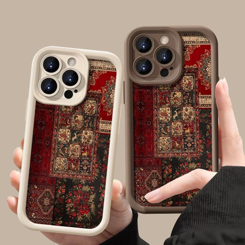 غطاء هاتف بنمط سجادة مُرَقَّعة - مراجعة Vintage Floral Pattern Soft Case وسعره